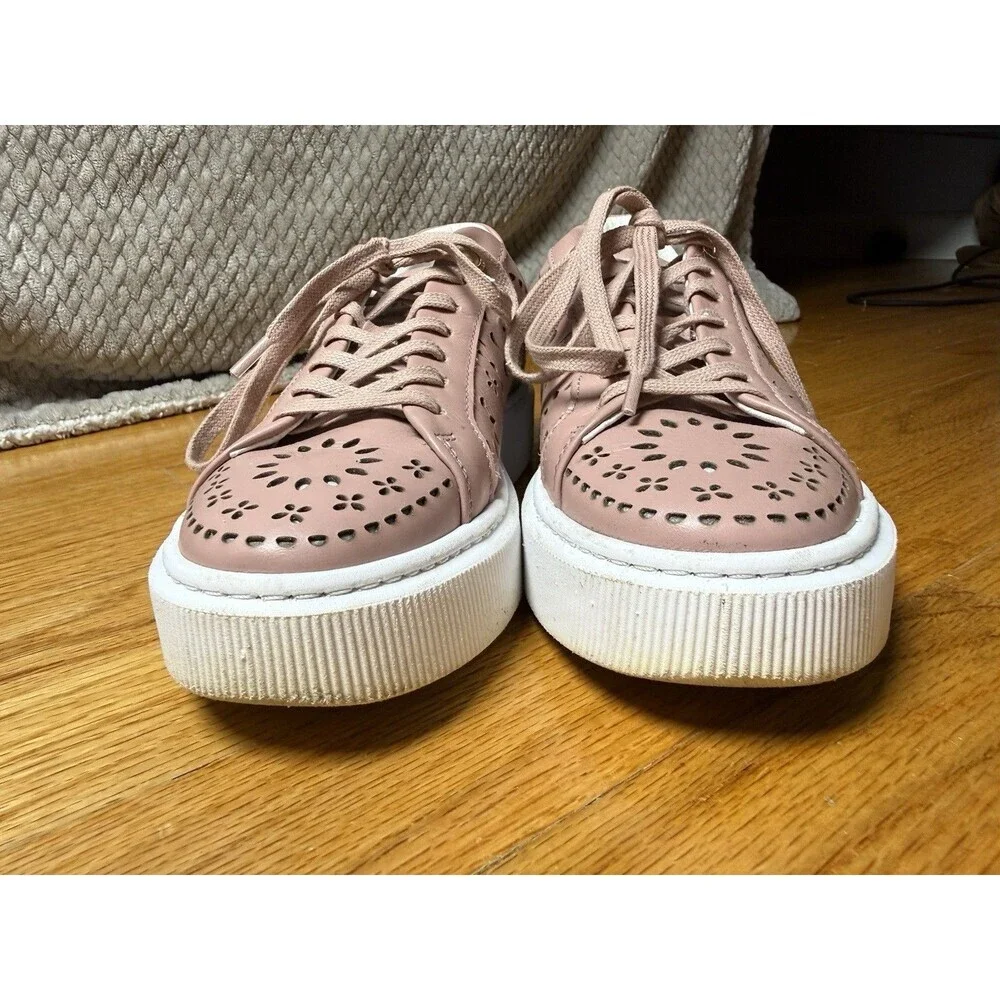 Ted Baker Women's Cwisp Laser Cut Platform Leather Sneakers Dusky Pink Sz 5.5 - Picture 3 of 16
